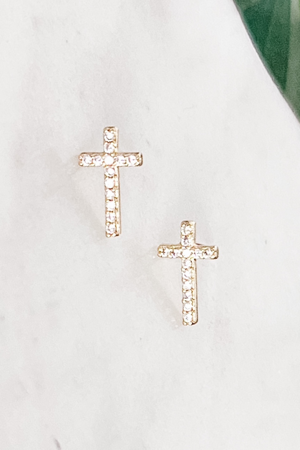 CZ Cross Earrings