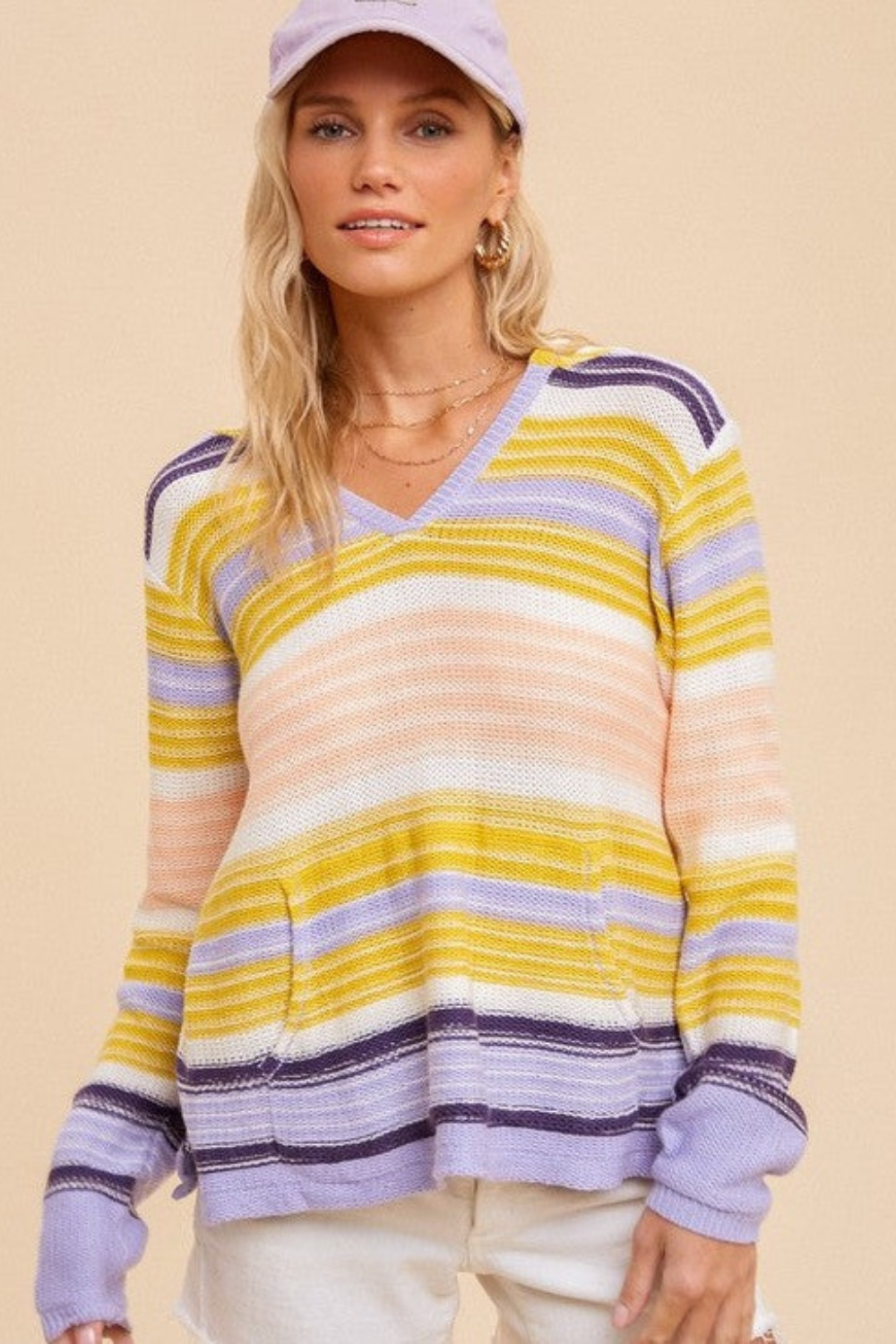 Knit Kangaroo Pocket Hooded Sweater