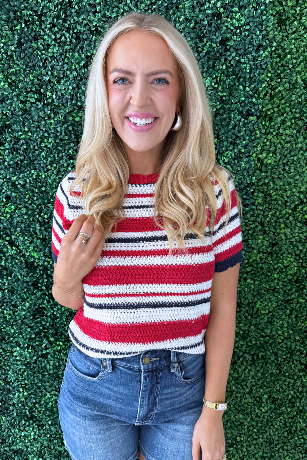 Striped Short Sleeve Knit Top – The 308 Boutique Striped Short Sleeve Knit Top – The 308 Boutique