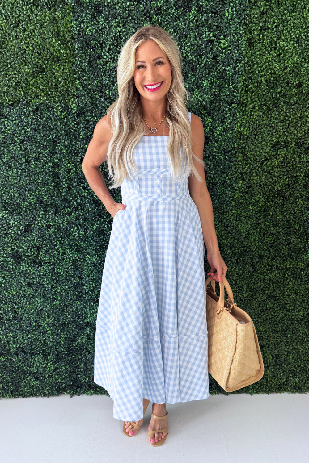 Corset Binding Midi Dress Small / Blue