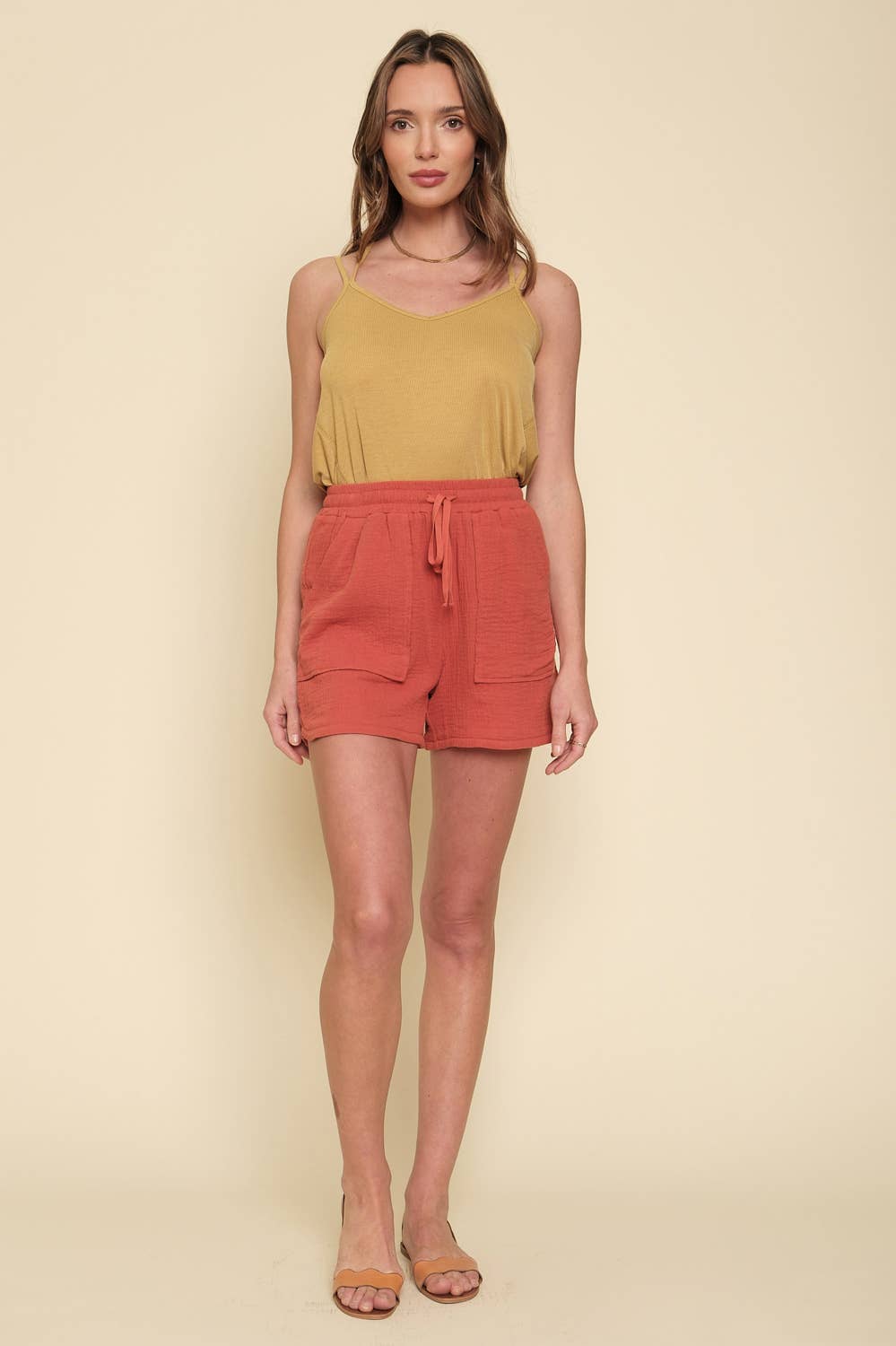 Linen Blend Waist String Short