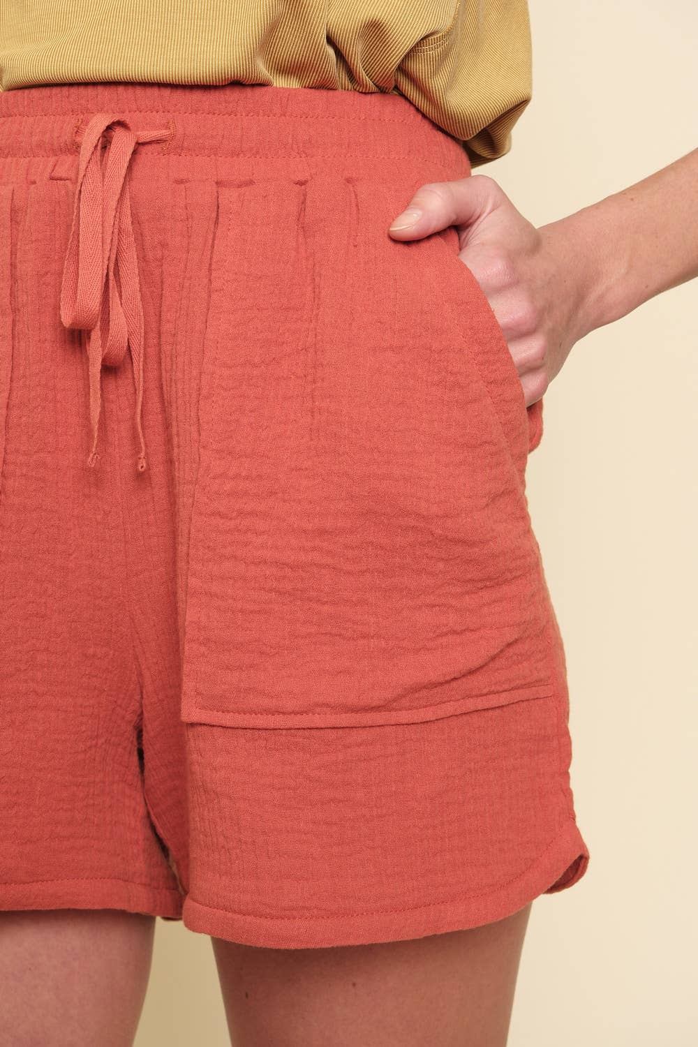 Linen Blend Waist String Short