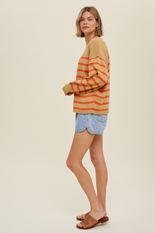 Striped Sweater With Balloon Sleeves