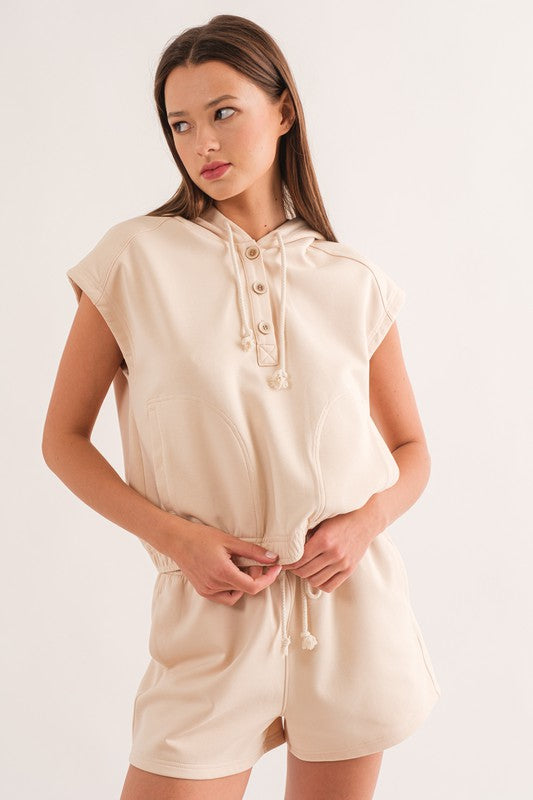 Sleeveless Button Front Hoodie
