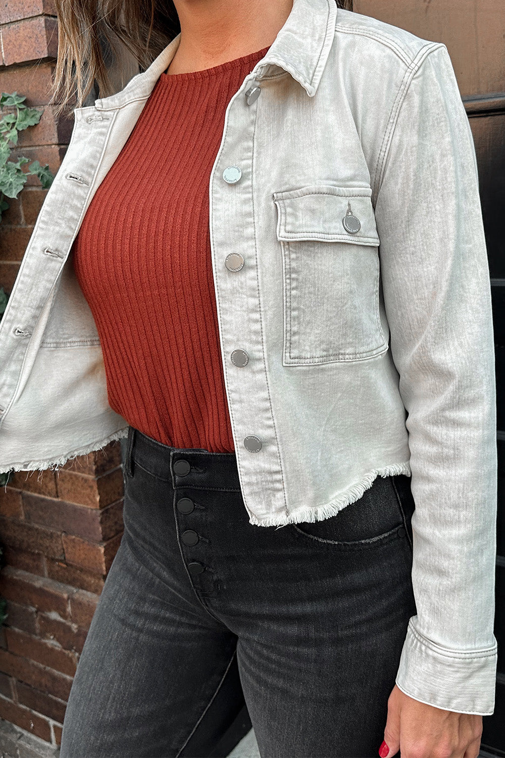 Cropped Utility Jacket Patched Pocket