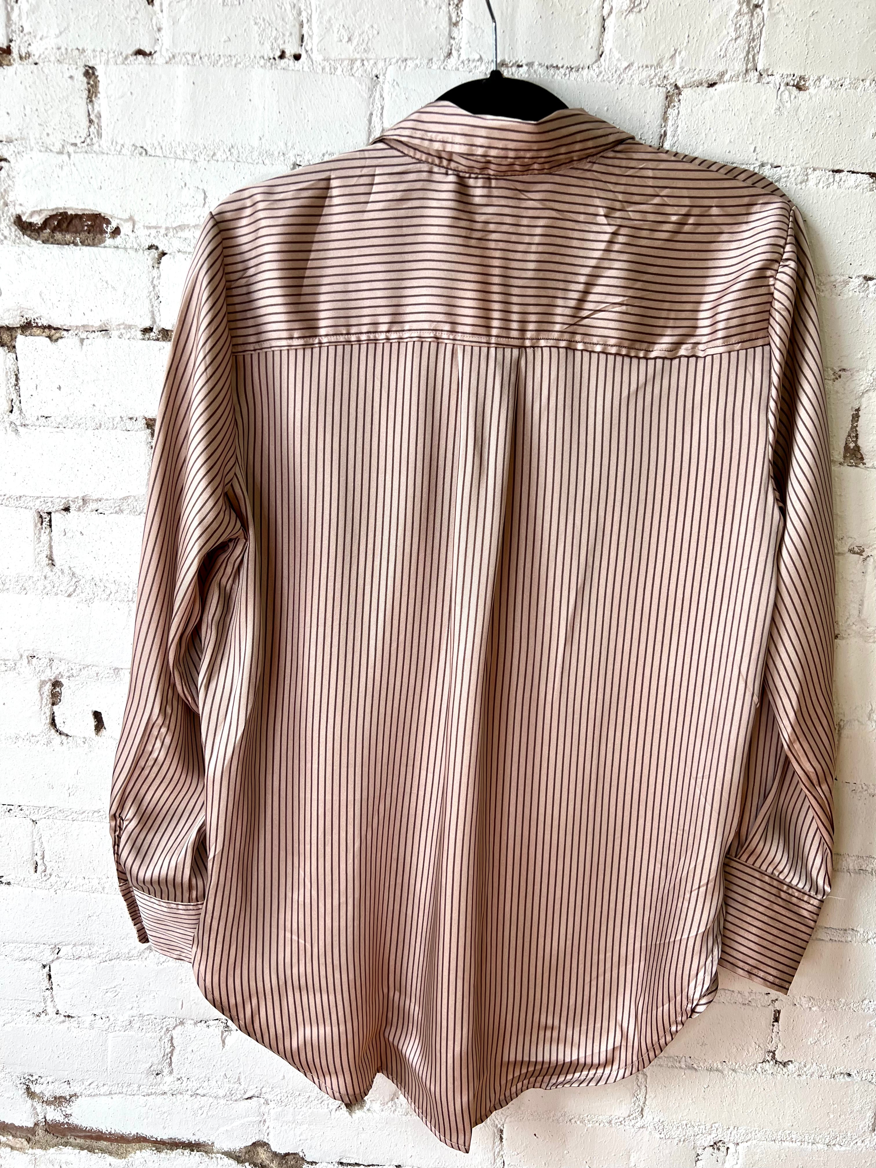 Collared Button Down Striped Top