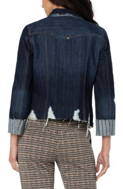 Denim Jacket Cuffed Fray Hem
