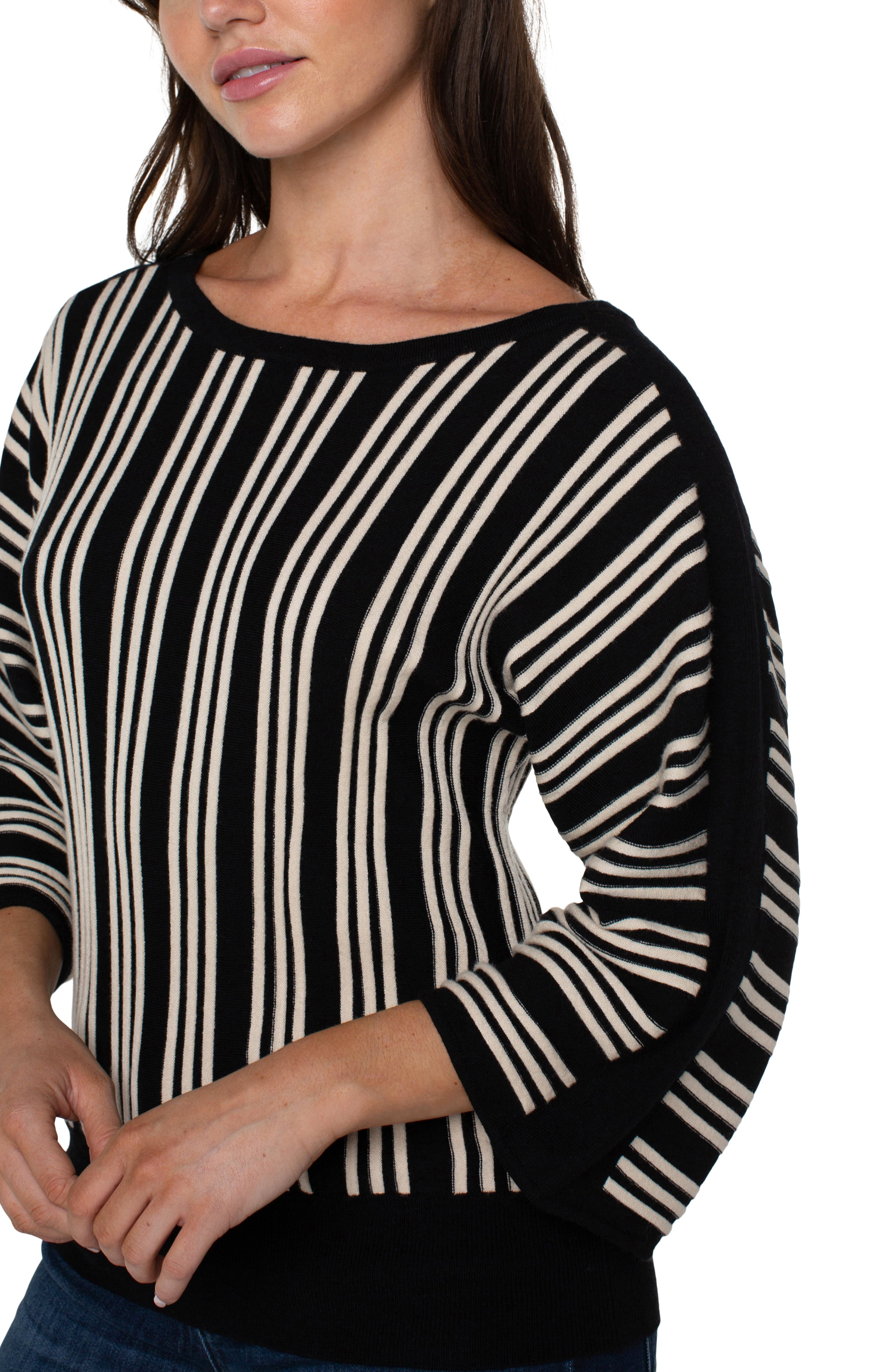 3/4 Length Dolman Vertical Stripe Detail