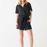 Short Sleeve Button Front Romper