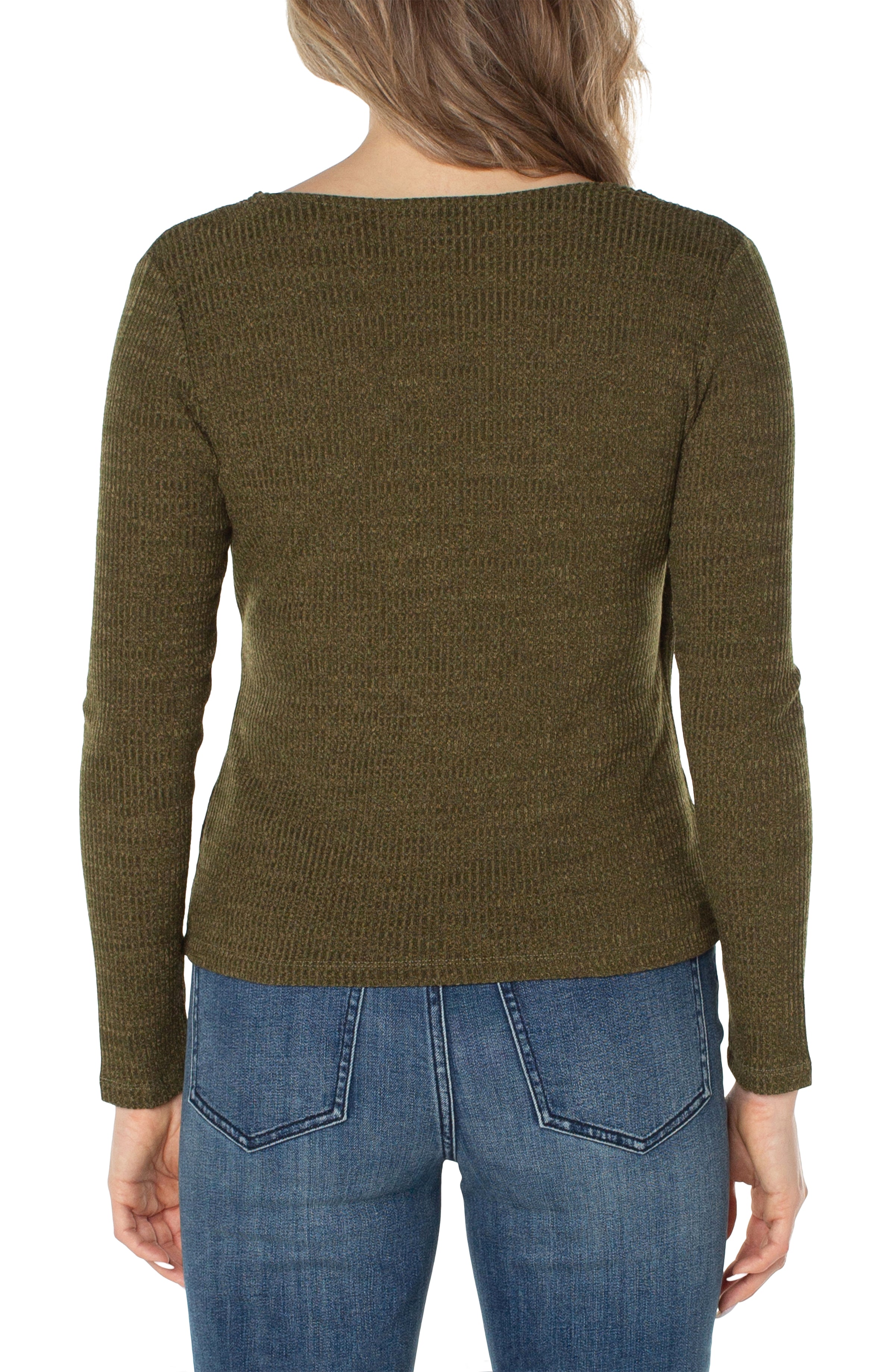 Long Sleeve Drape Front Knit Top