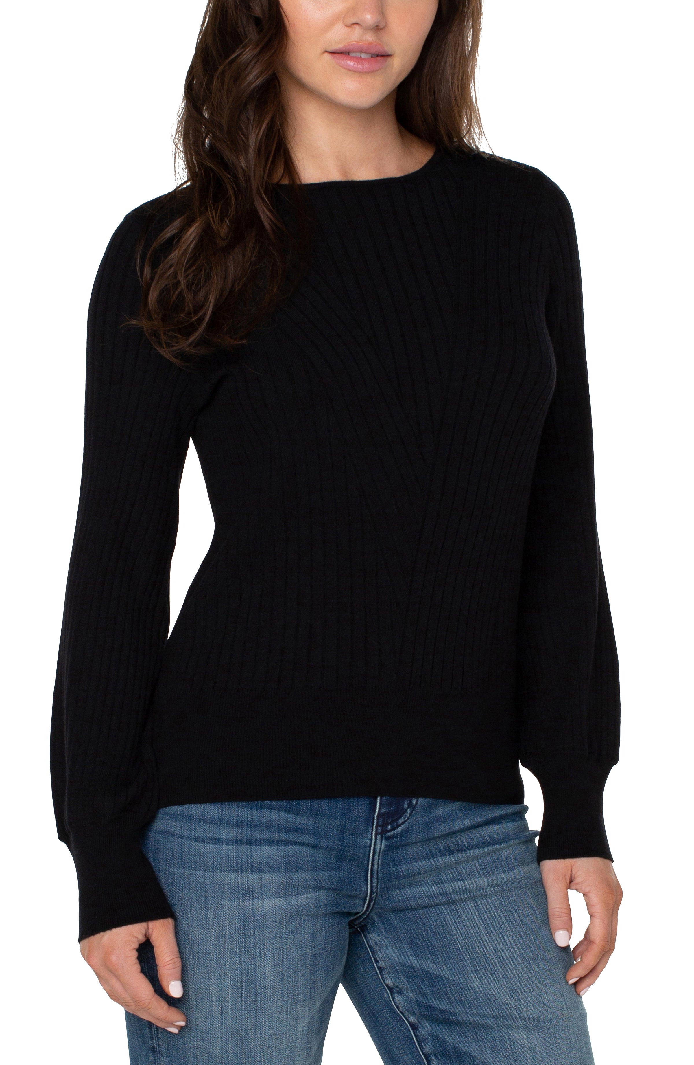 L/S Crew Neck Sweater Rib Detail
