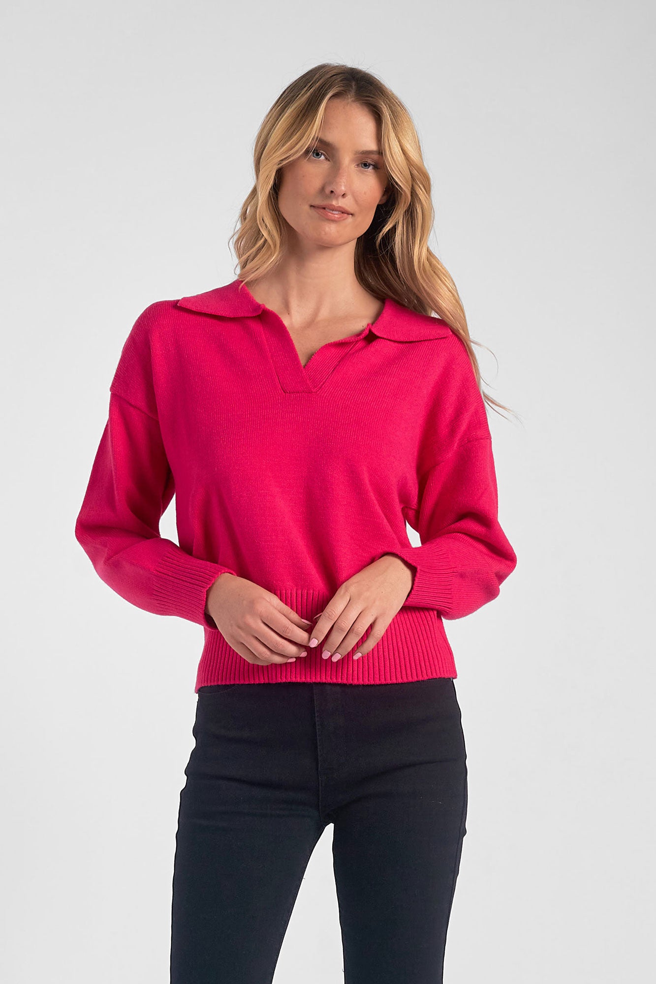 Varsity Collar Solid Sweater