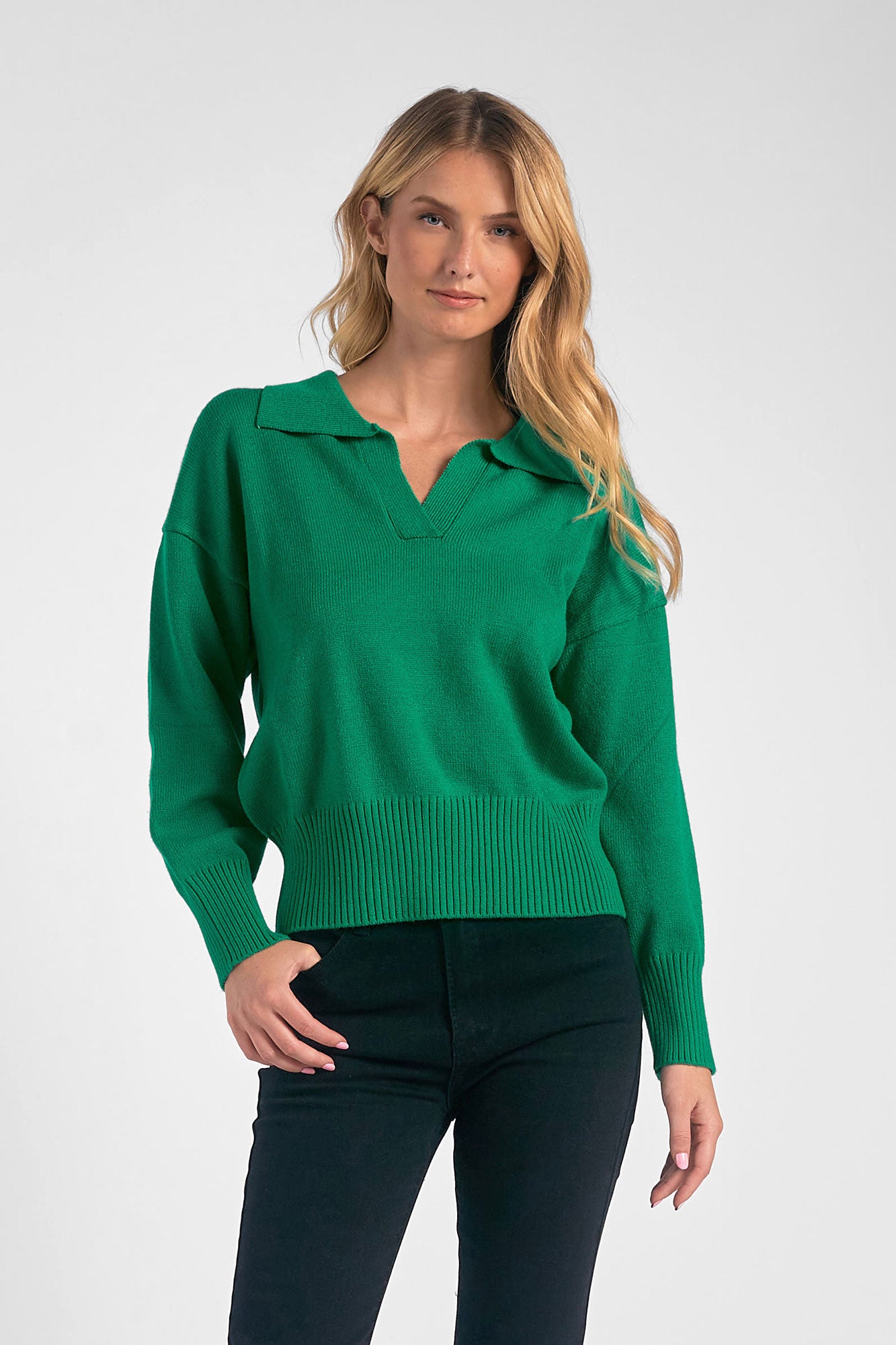 Varsity Collar Solid Sweater
