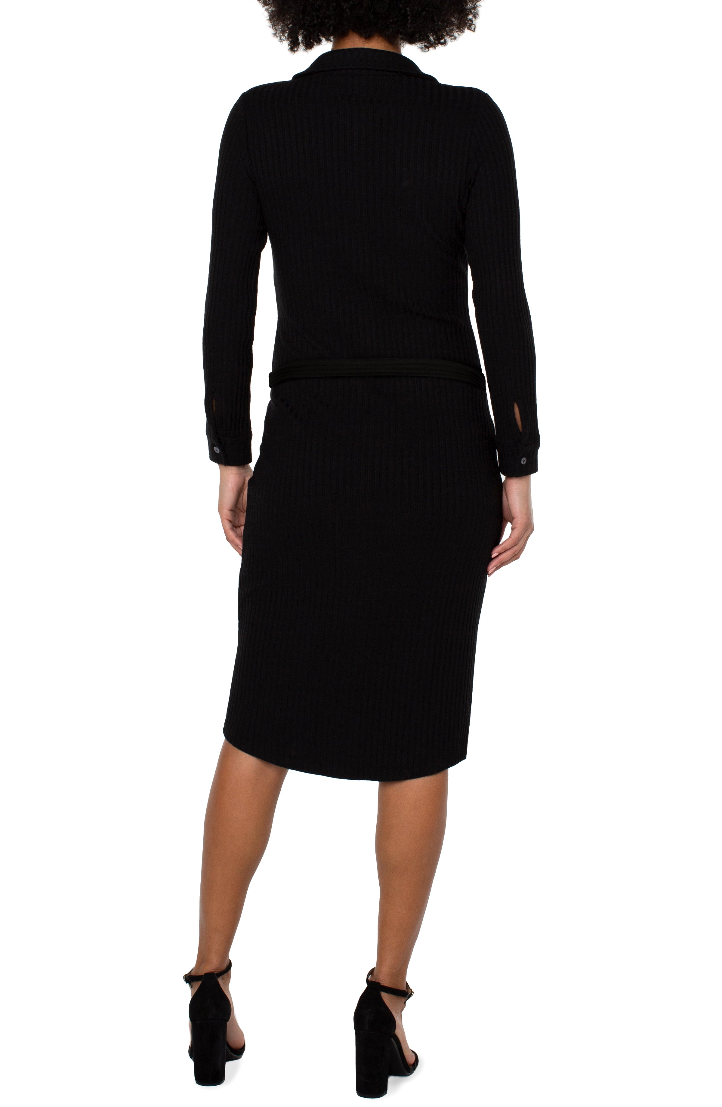 Button Front Long Sleeve Shirt Dress