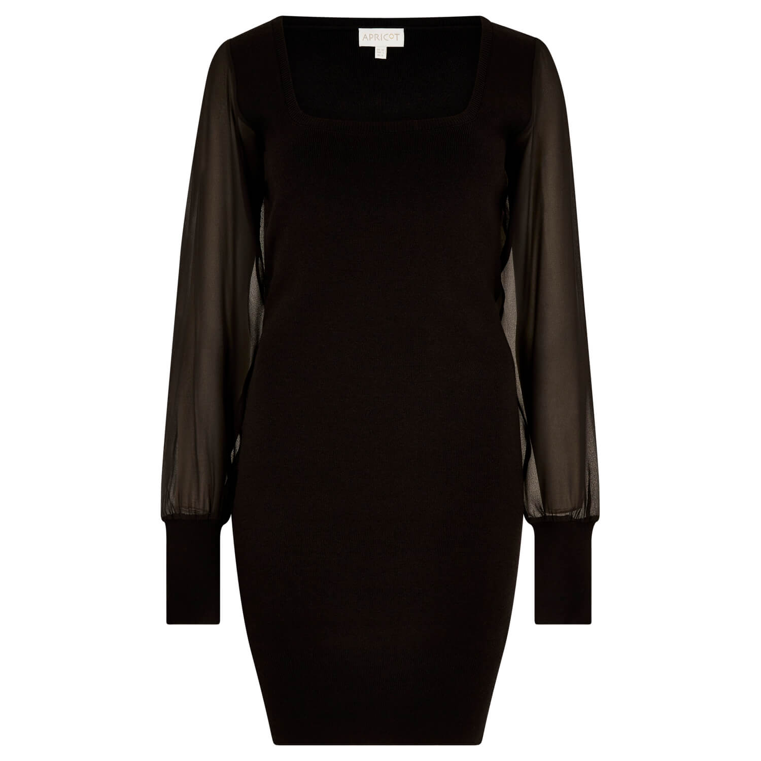 Square Neck Chiffon Sleeve Knit Dress