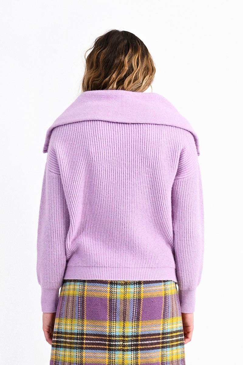 Cowl Neck Zip Sweater