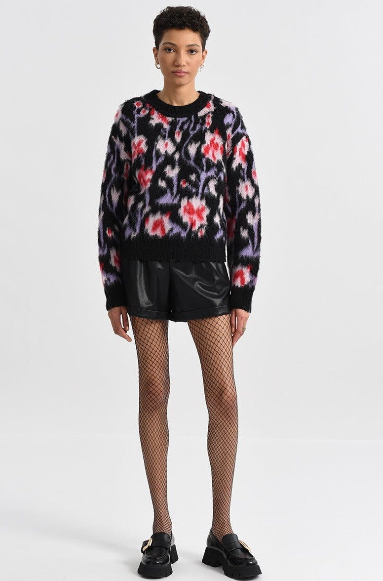 Fuzzy Abstract Printed Sweater