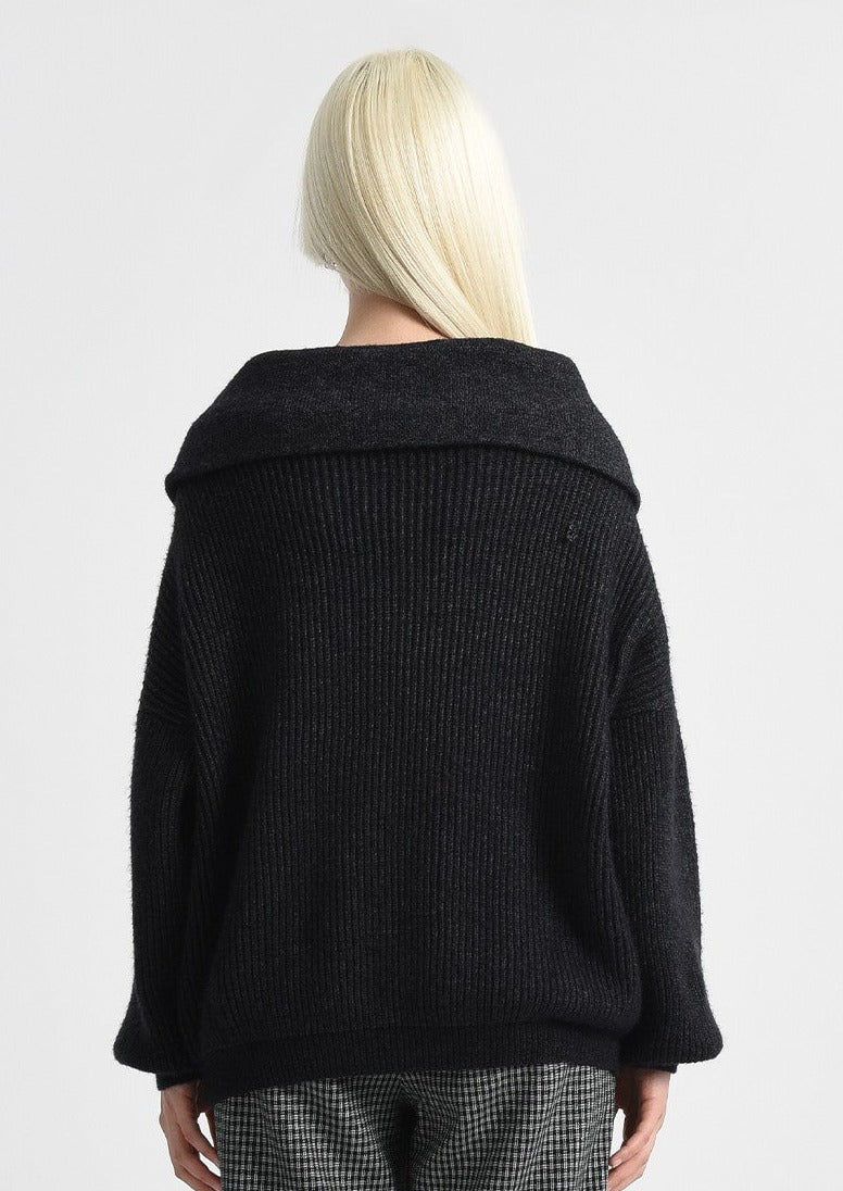 Ribbed Knit Half Zip Sweater