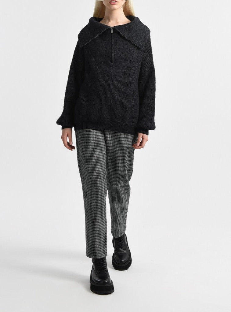 Ribbed Knit Half Zip Sweater