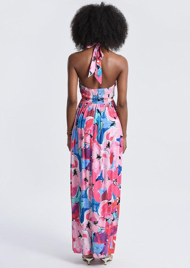 Halter Top Floral Dress - Pink Alice