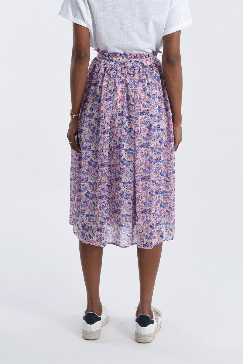 Printed Flowy Midi Skirt