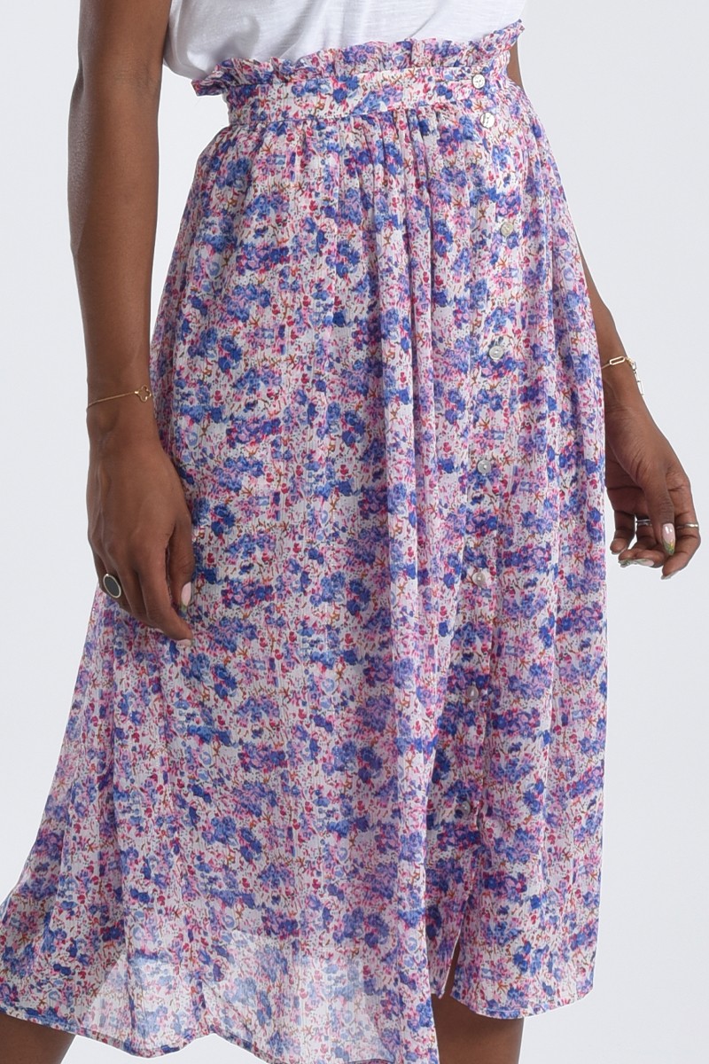 Printed Flowy Midi Skirt