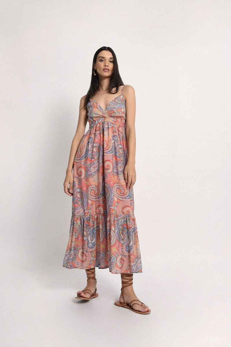 Abstract Print Tiered Bottom Dress