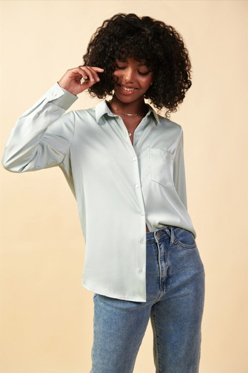 Satin Button Down Shirt