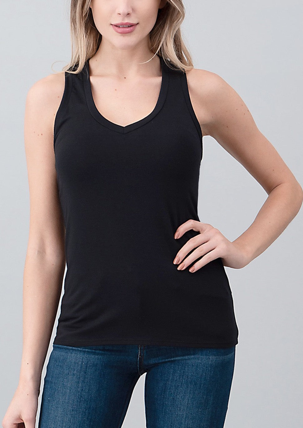 Modal Solid V Neck Sleeveless Tank
