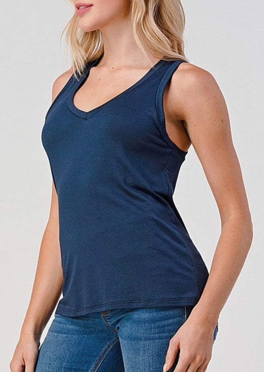 Modal Solid V Neck Sleeveless Tank
