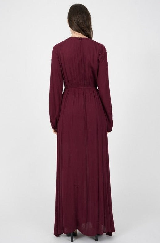 Solid Rayon Long Sleeve Maxi