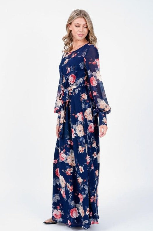 Print Woven Long Sleeve Maxi