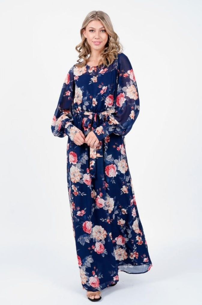 Print Woven Long Sleeve Maxi