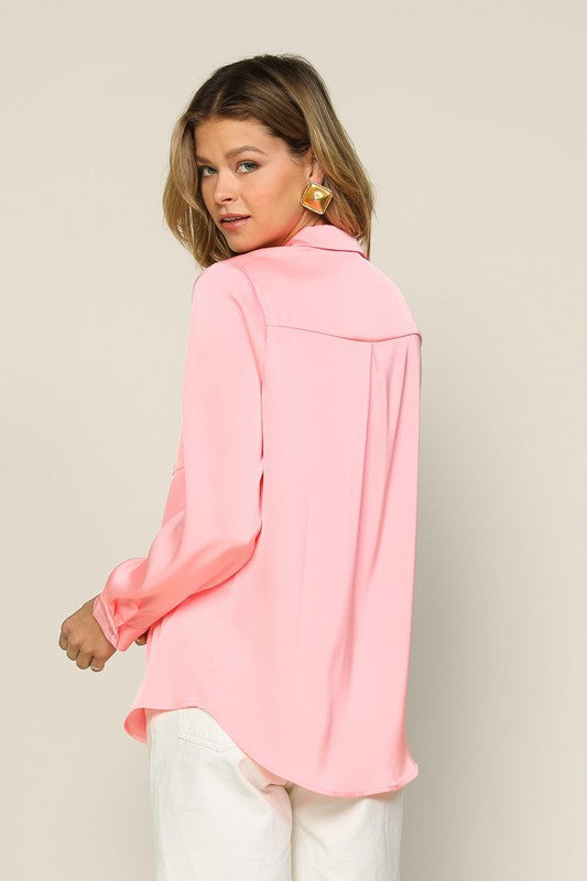 Satin Button Down Shirt