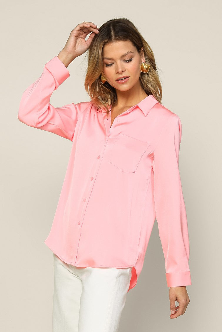 Satin Button Down Shirt