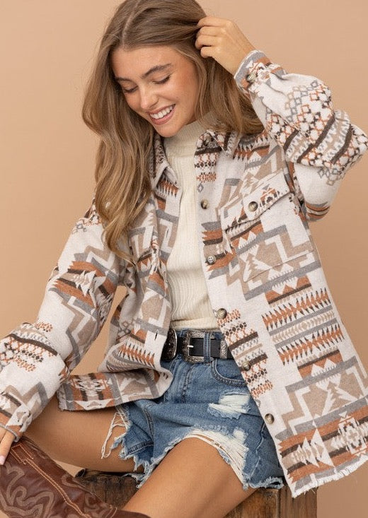 Jacquard Aztec Western Shacket