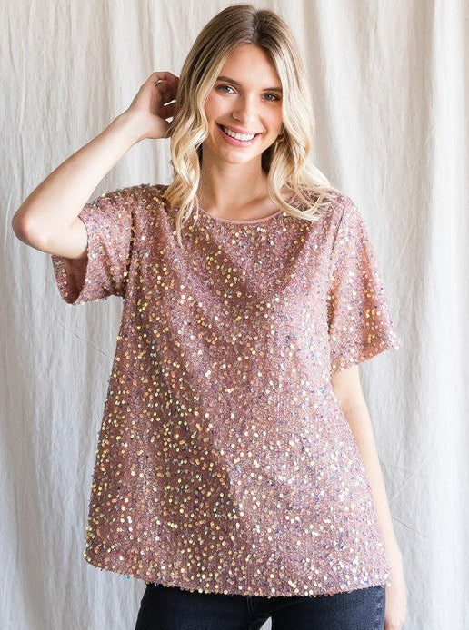 Foil Sparkling Texture Short Sleeve