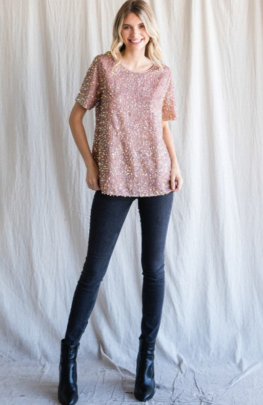 Foil Sparkling Texture Short Sleeve