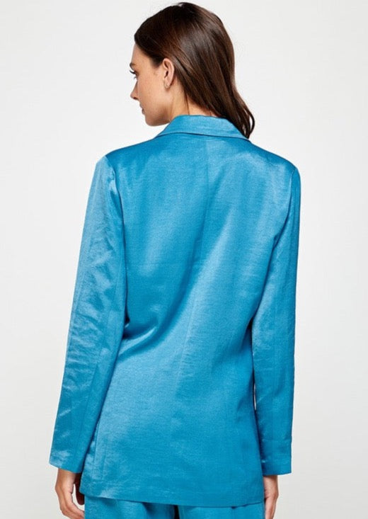 Oversized Single Button Blazer - Seabreeze