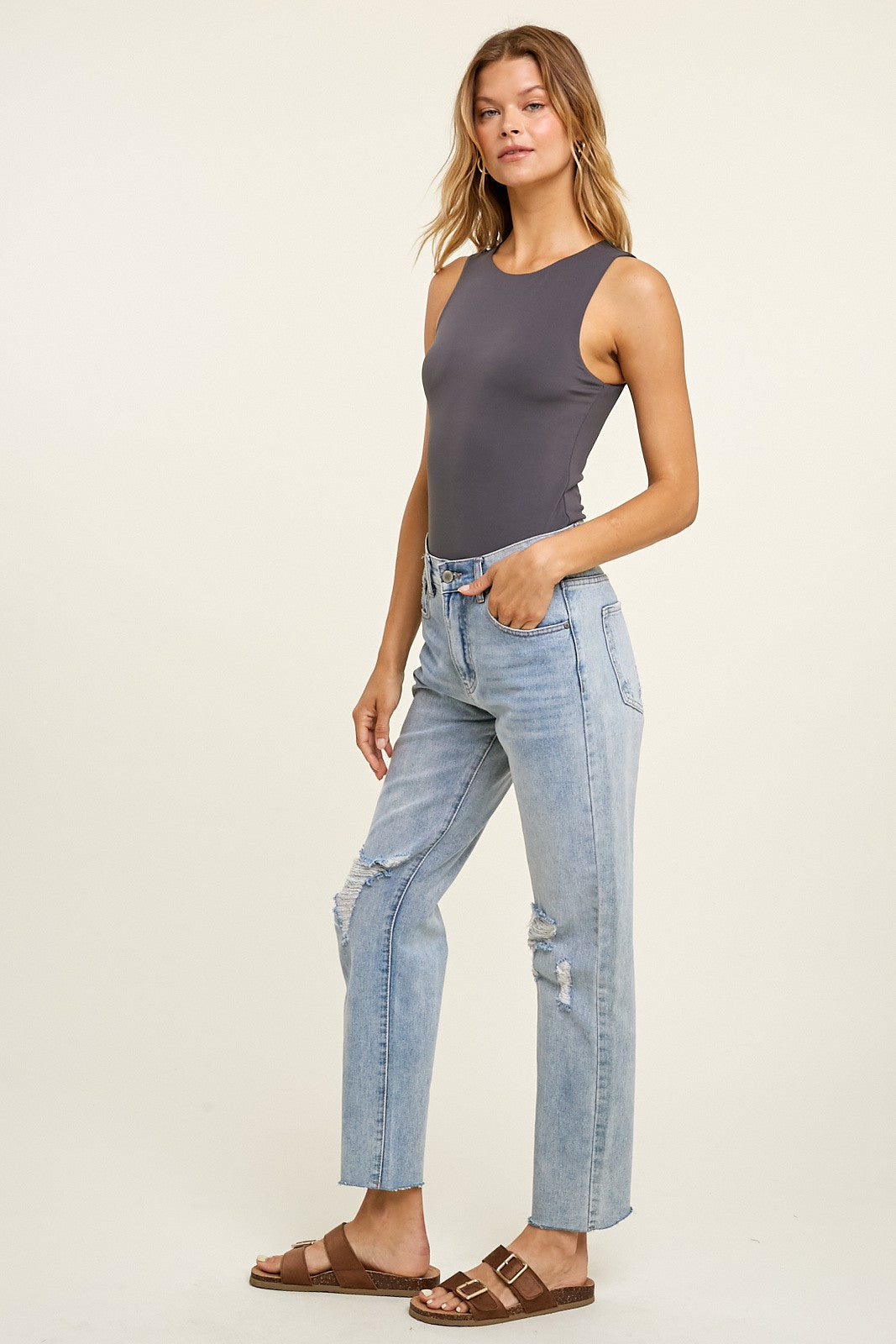 Sleeveless Crew Neck Bodysuit
