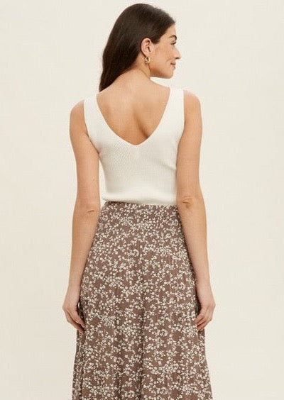 Ribbed Knit Sleeveless Bodysuit - Ivory