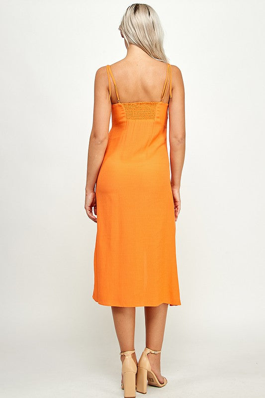 Button Down Cami Dress - Orange