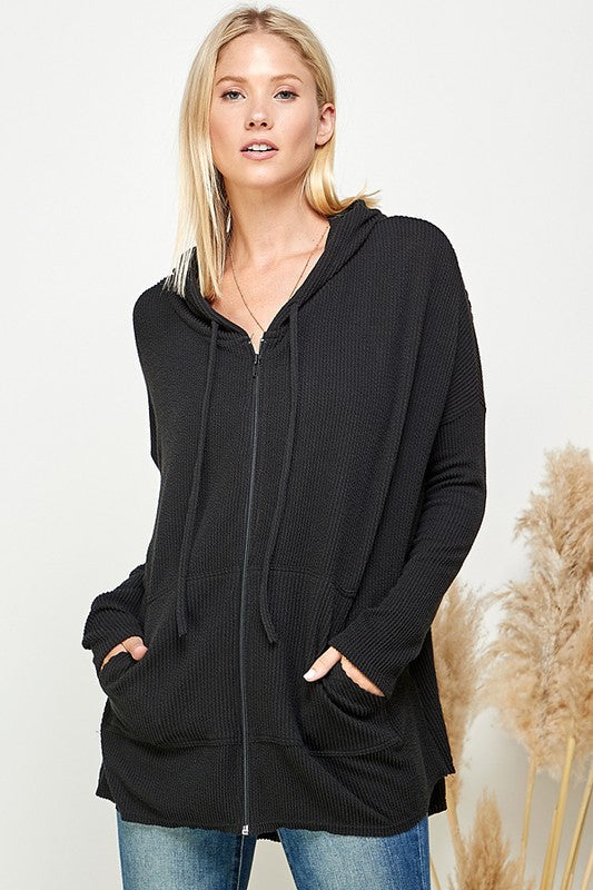 Ribbed Hoodie Jacket