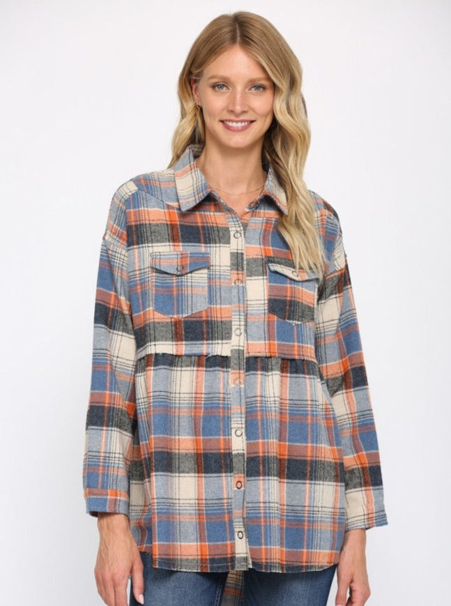 Plaid Babydoll Tunic Shirt