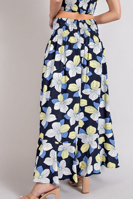 Printed Floral Midi Skirt