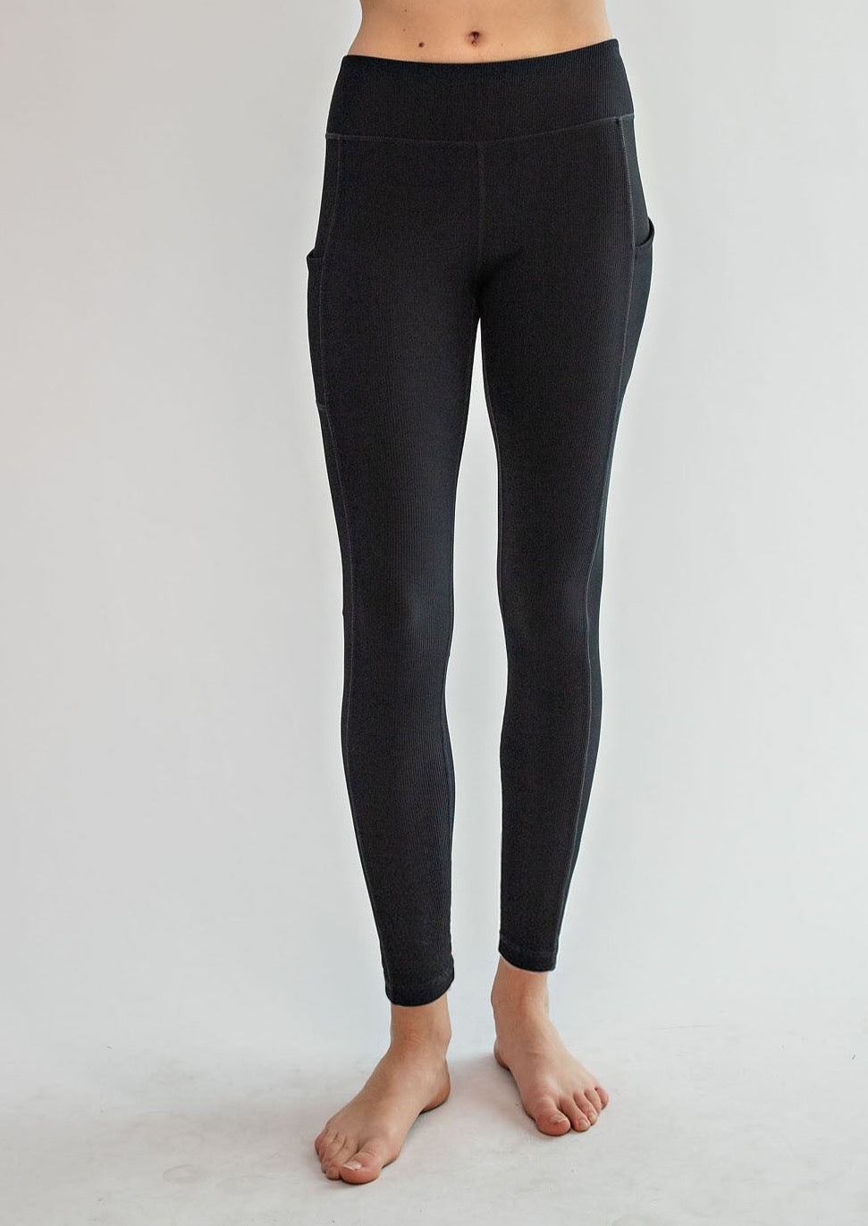 Ribbed Long Length Legging - Black