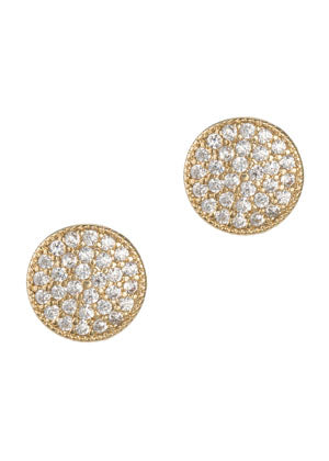 Round Disc Stud Earrings - Gold