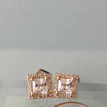 Halo Princess Cut Studs - Gold