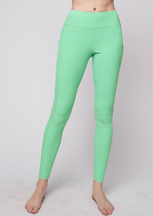 Ribbed Long Length Legging - Digital Green