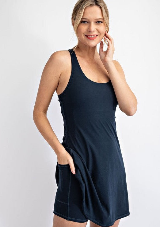 Active Padded Sleeveless Romper - Nocturnal Navy